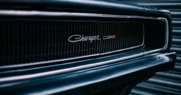 The radiator grille from a 1970 dodge challenger