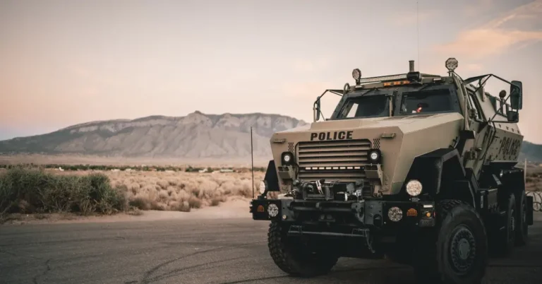An Armored Military Car in the Desert