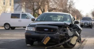 A damaged car after an Accident on a street