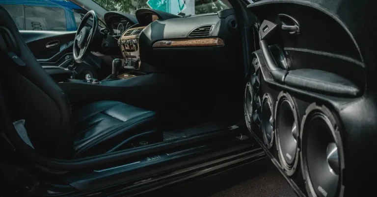 Inside of a car with Door installed Subwoofers