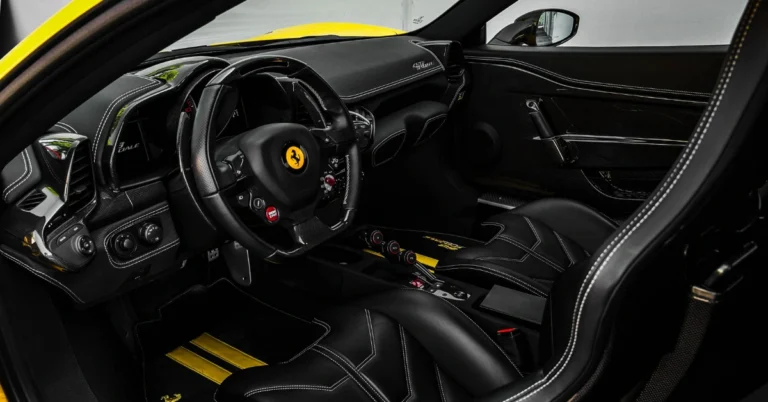 A yellow Ferrari Interior