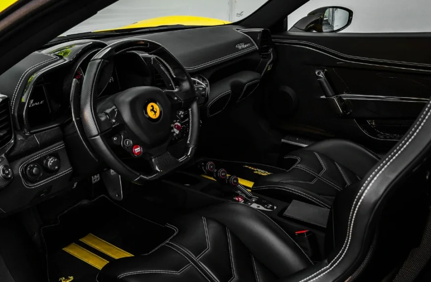 A yellow Ferrari Interior