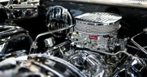 A big chrome coloured Edelbrock Air Filter