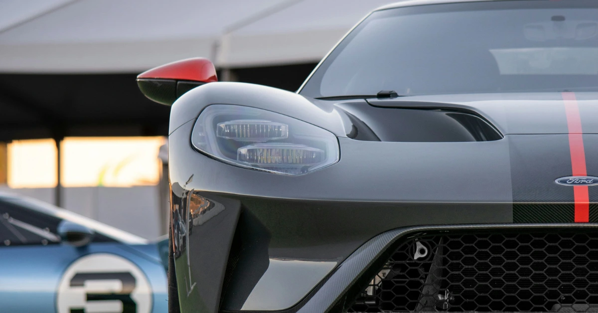 The right front of a black Ford GT