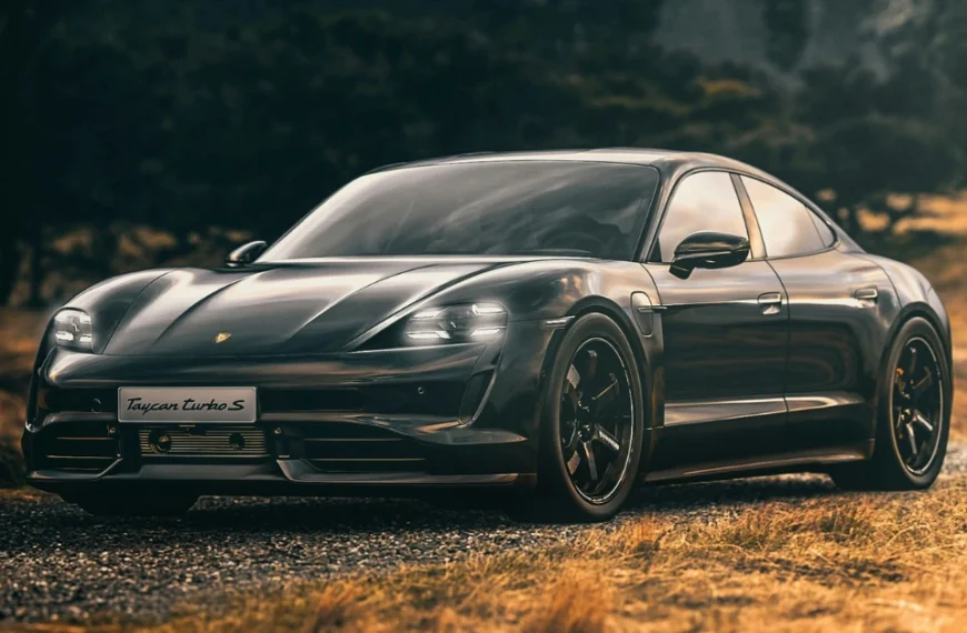 A grey Porsche in the Nature