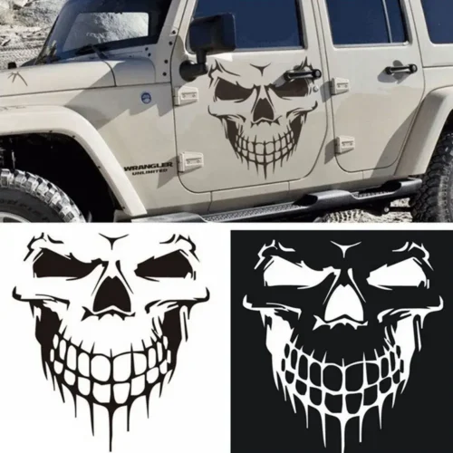 A Skull Car Sticker on a Jeep