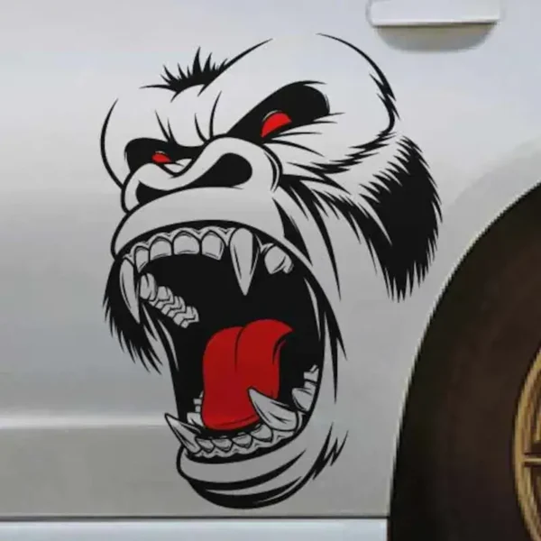 Gorilla Decal mounted on a Car