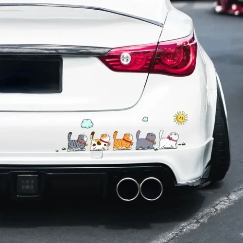 Cat Car Stickers on the back of a white car