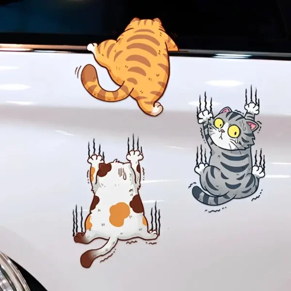Cat Car Decals on a white Car